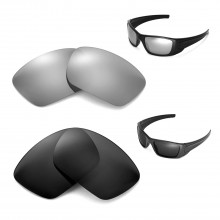 Walleva Two Pairs Polarized Lenses for Oakley Fuel Cell (OO9096 Series) Sunglasses - Titanium + Black 